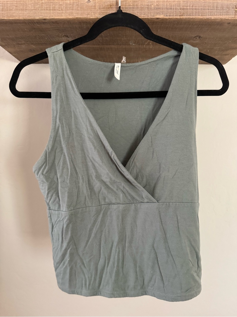 BE COOL Sleeveless Wrap Tank in Sage Green